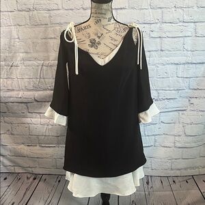 Nanette Lepore Layered Cold Shoulder Dress NWT Tied Shoulders Ruffles Size 4